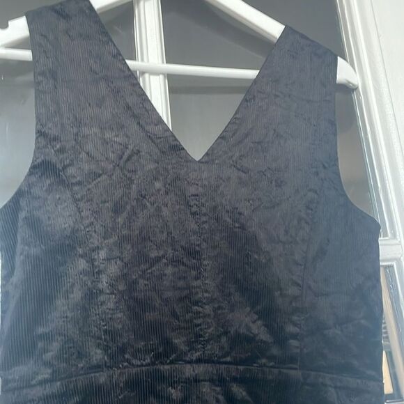 Paige sleeveless black corduroy flare wide leg romper denia jumpsuit chic size 2 - Picture 12 of 12